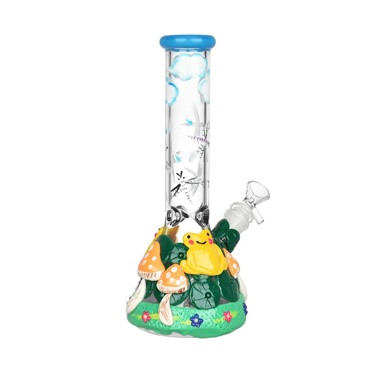 Glass Froggy Friend Mushroom Beaker Bong