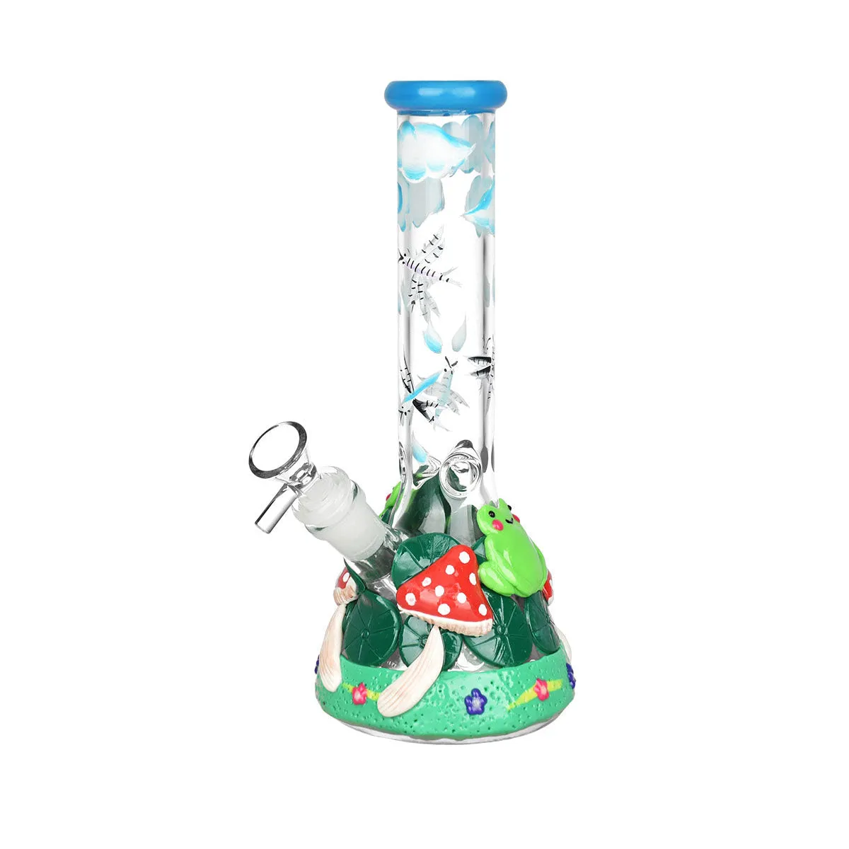 Glass Froggy Friend Mushroom Beaker Bong