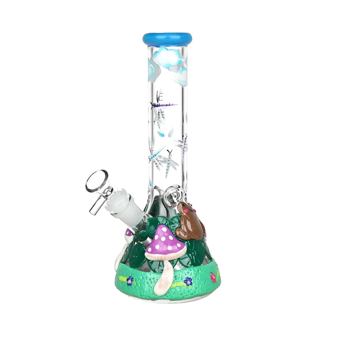 Glass Froggy Friend Mushroom Beaker Bong