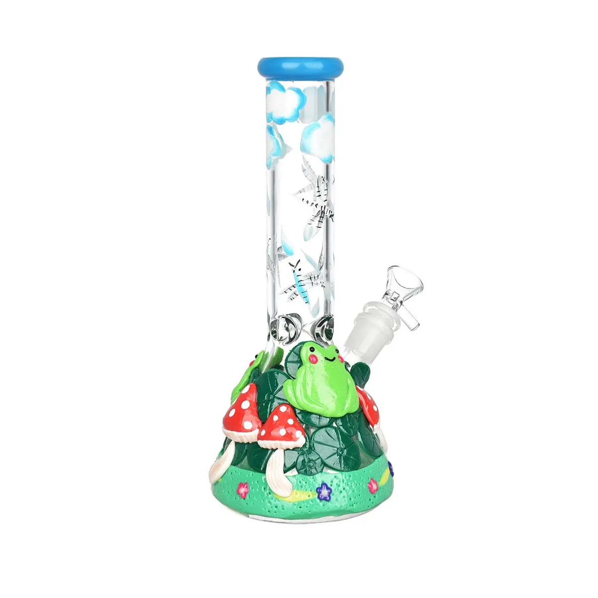 Glass Froggy Friend Mushroom Beaker Bong