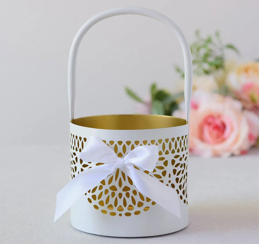 Gold Metal Flower Girl Basket