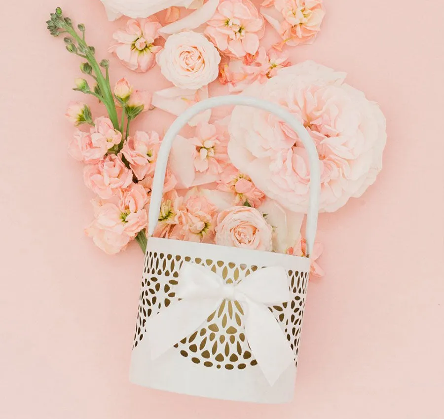 Gold Metal Flower Girl Basket