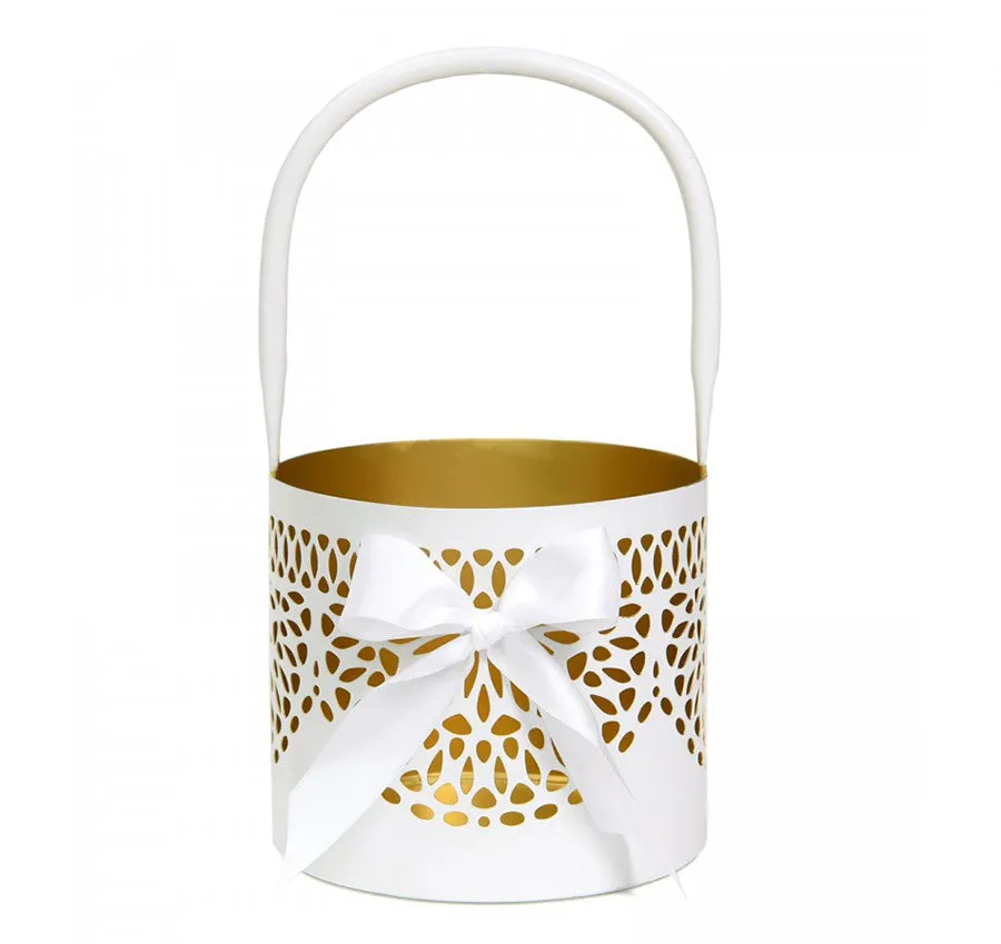 Gold Metal Flower Girl Basket