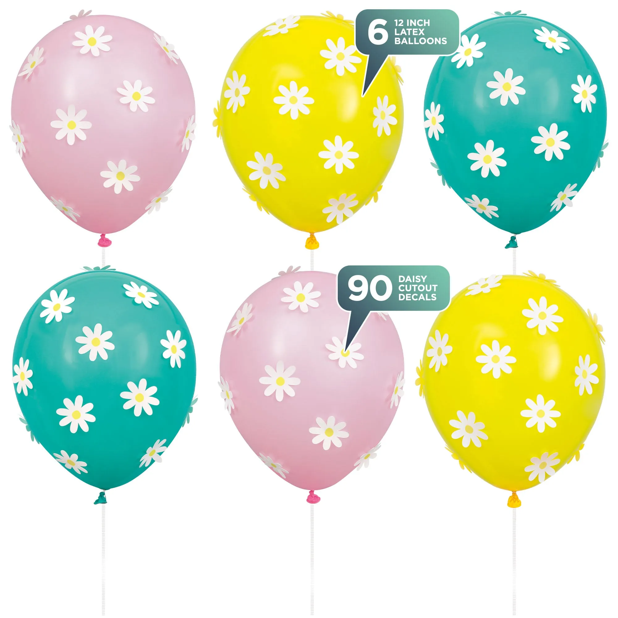 Groovy Party Daisy Flower Decal & Latex Balloon Kit For All Parties