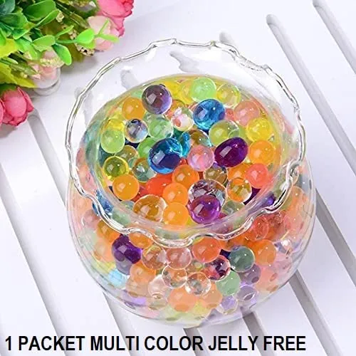 Guuchuu Lucky Modern Bamboo Glass Pot (Glass Pot) With Multi Color Jelly 5 Inch