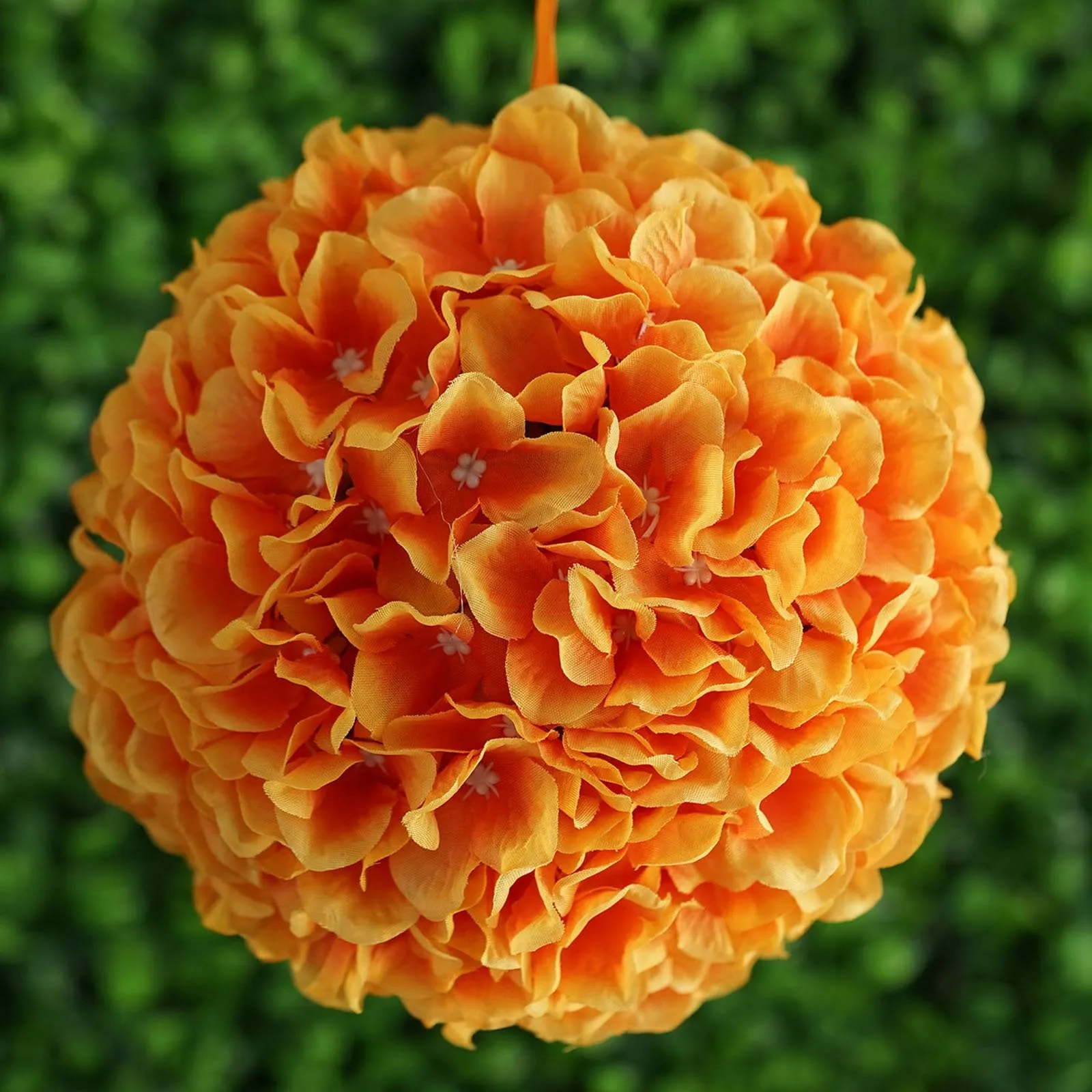 Hydrangea Kissing Ball Artificial Silk Flowers - Orange - 4 pack