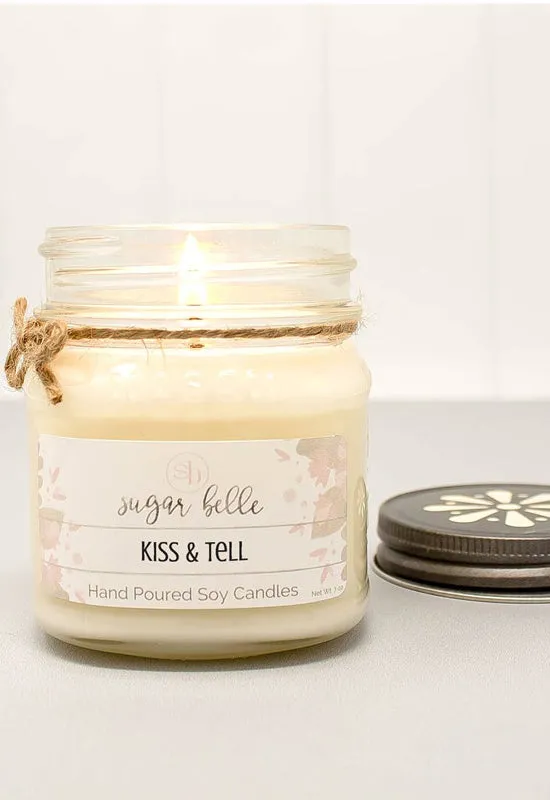 Kiss & Tell Soy Mason Jar Candle 8oz - by Sugar Belle