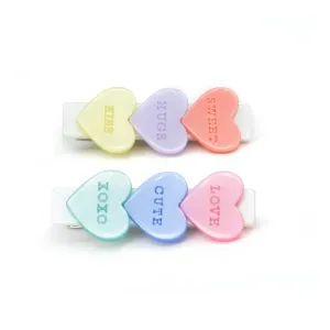 Lilies & Roses Candy Hearts Alligator Clip Set - Pastel Pearlized