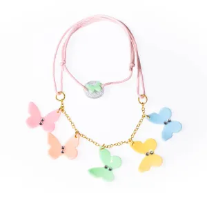 Lilies & Roses Pastel Multi Butterfly Necklace