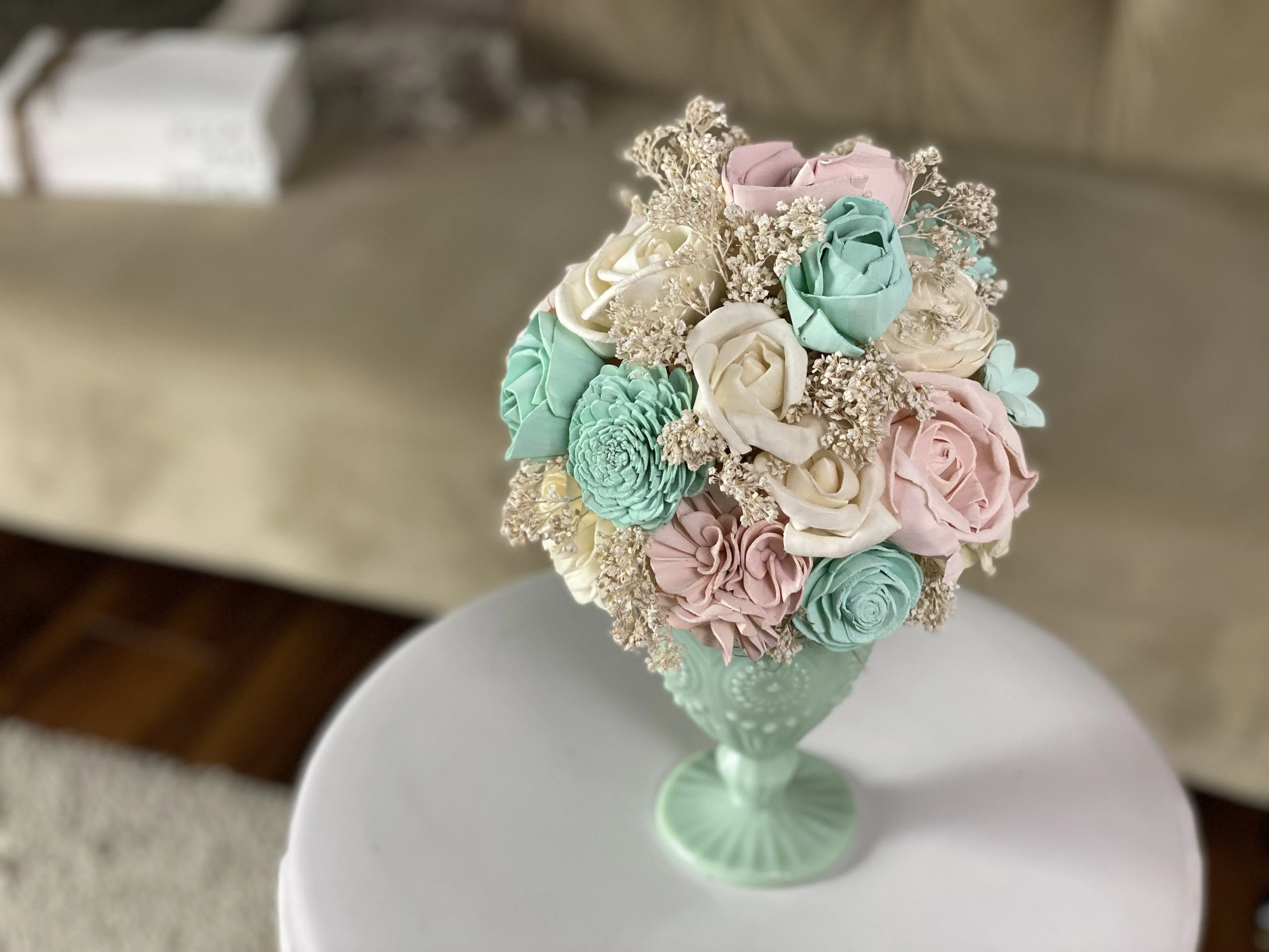 Mint Milkshake - Pink and Mint Sola Flower Arrangement