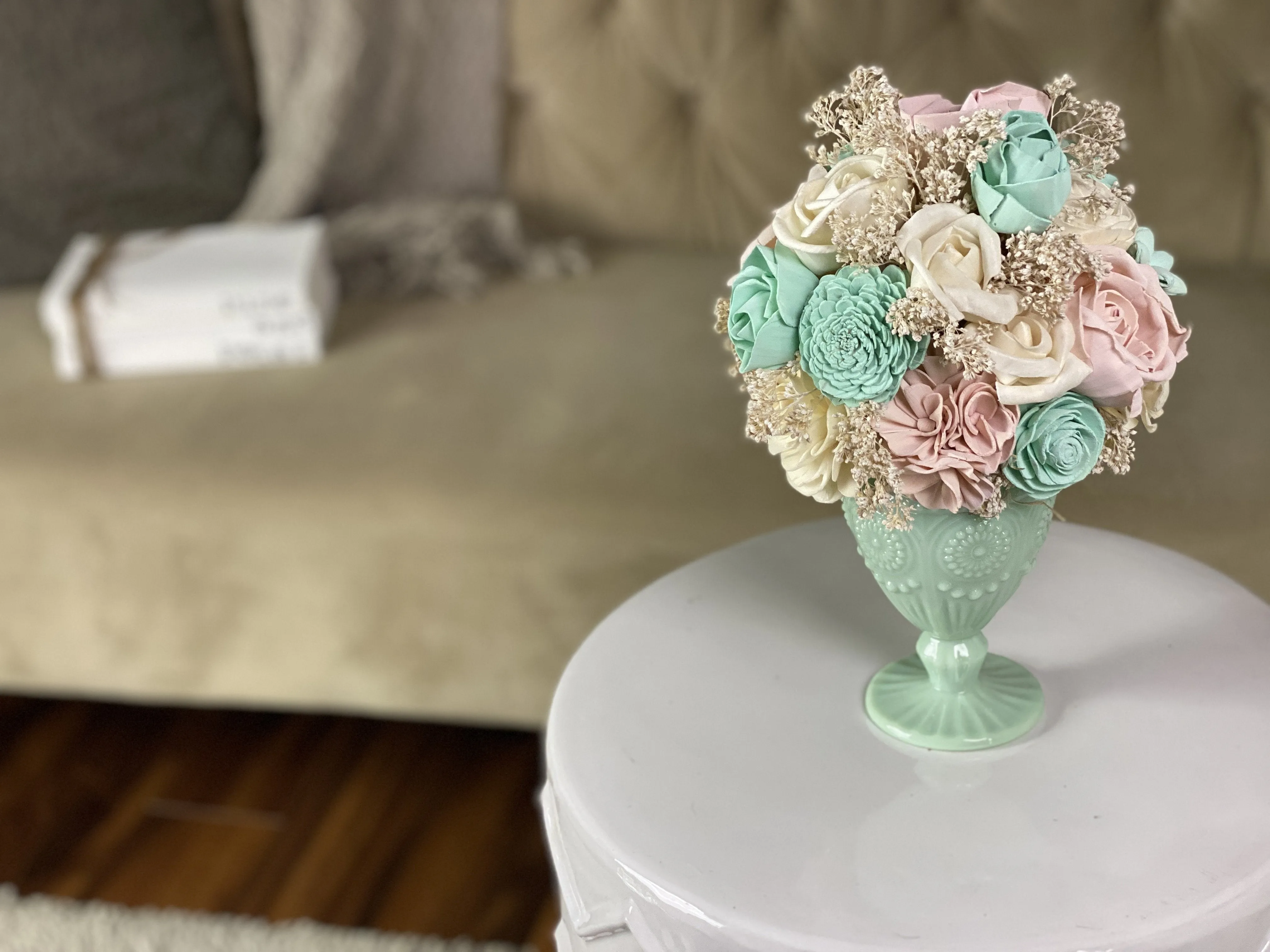 Mint Milkshake - Pink and Mint Sola Flower Arrangement