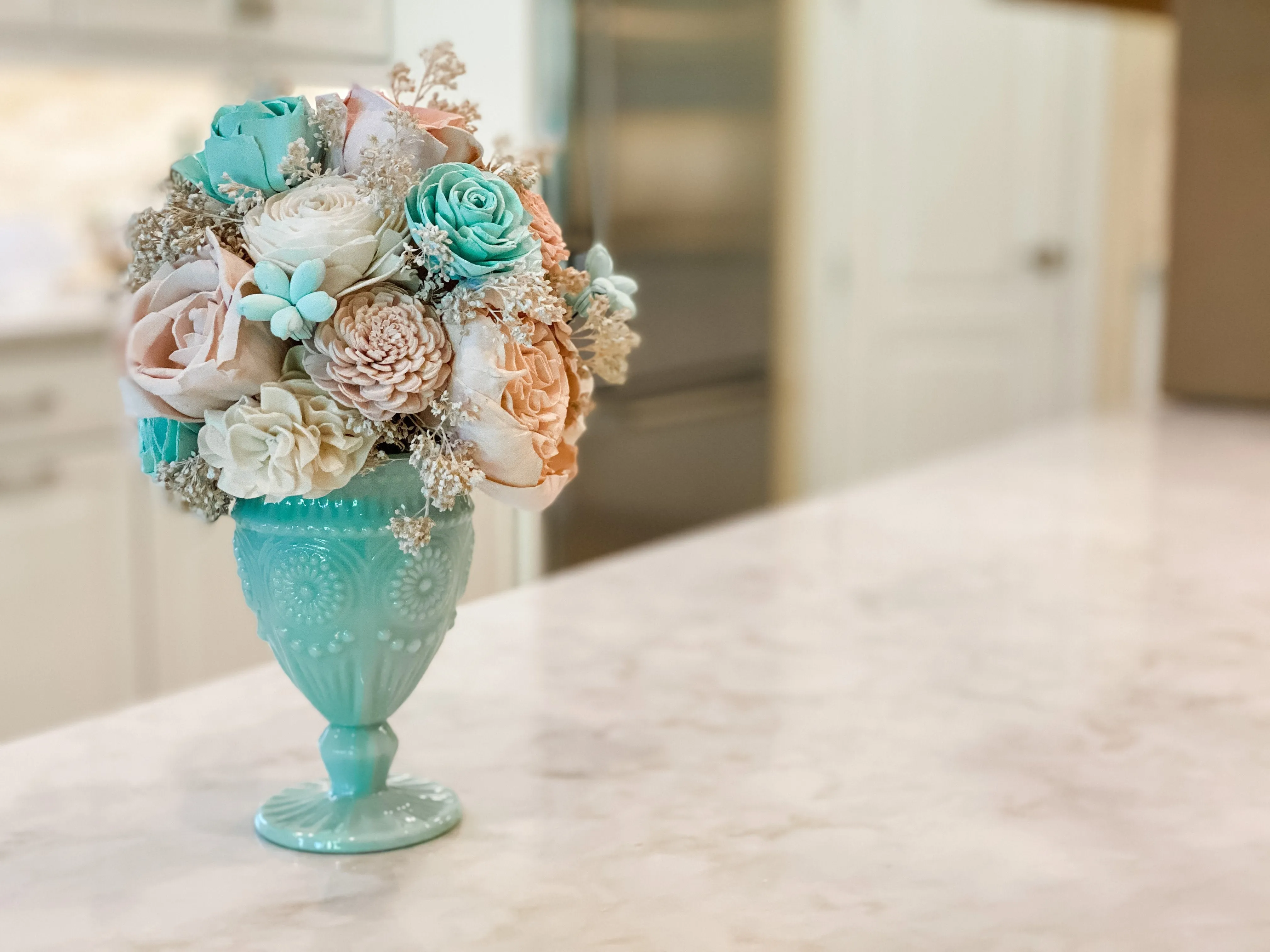 Mint Milkshake - Pink and Mint Sola Flower Arrangement