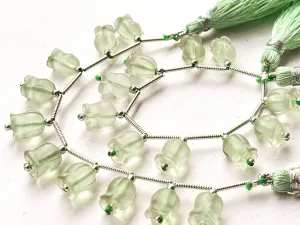 Natural  Frost Green Amethyst flower carving Lily of the valley shape beads