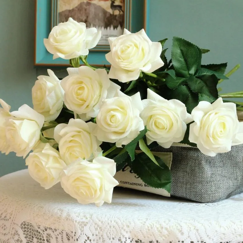 Natural Touch Roses Fake Wedding Flowers Bulk