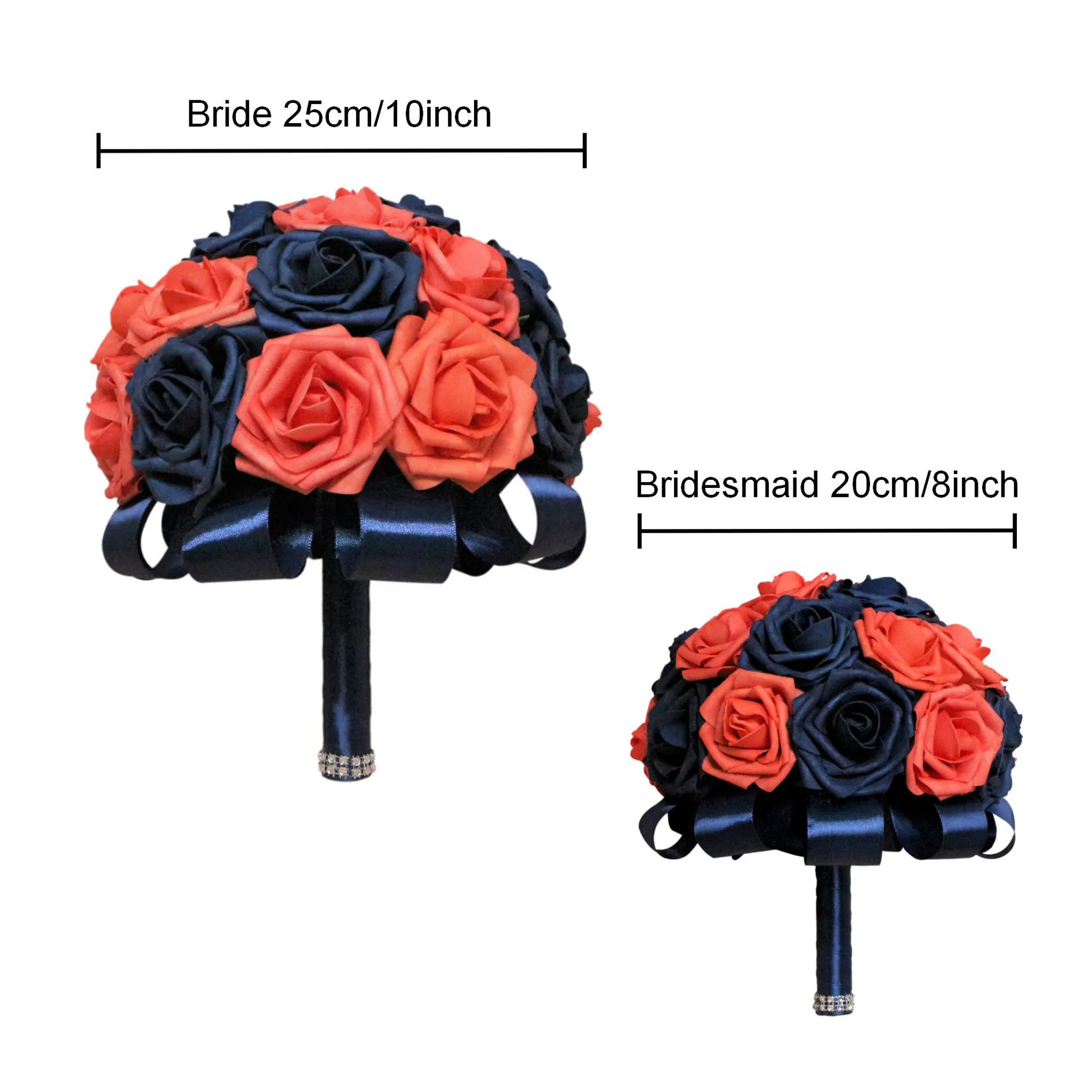 Navy Blue and Coral Flower Bouquet Wedding Flowers for Bridal