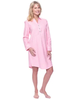 Noble Mount Womens Premium 100% Cotton Flannel Long Sleeve Sleep Shirt