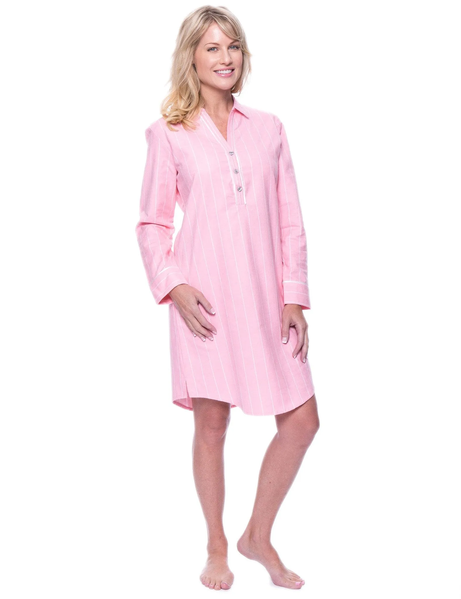 Noble Mount Womens Premium 100% Cotton Flannel Long Sleeve Sleep Shirt