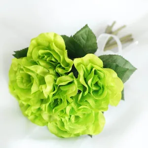 Open Rose Bouquet Artificial Silk Flowers - Lime Green