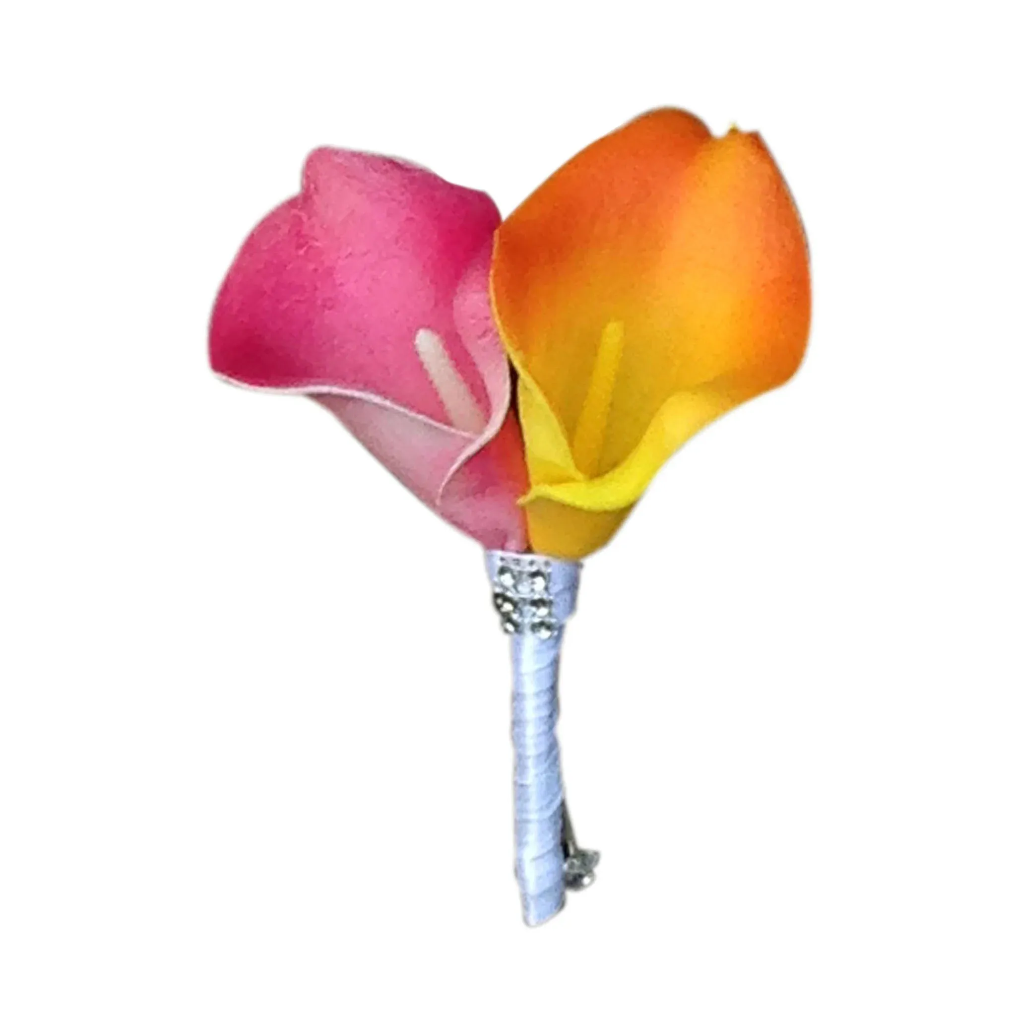 Orange Fuchsia Calla Lily Boutonnieres