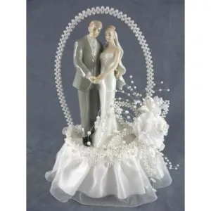 Pearl Elegance Arch Bride and Groom Cake Topper