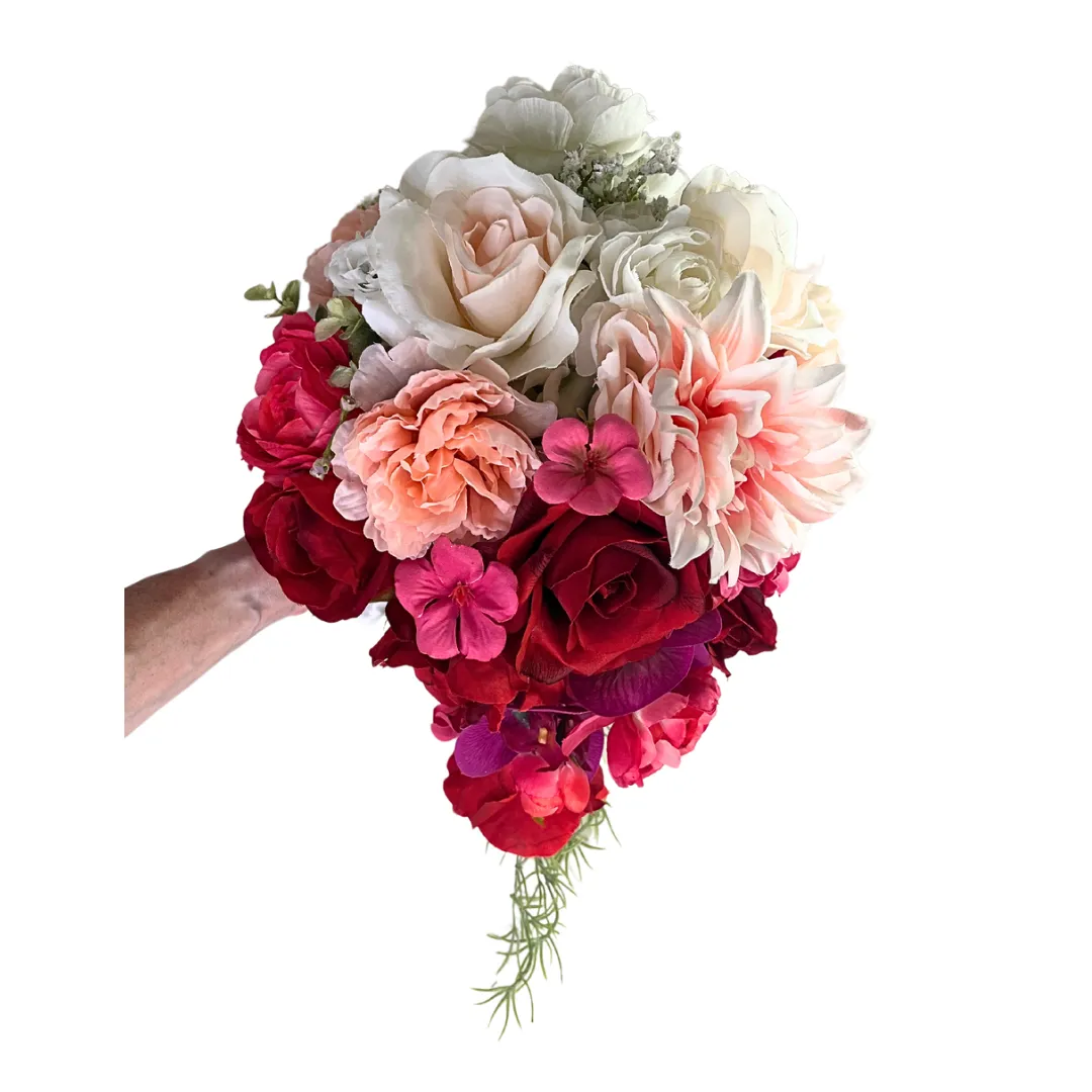 Pink Paradise Cascading Wedding Bouquet