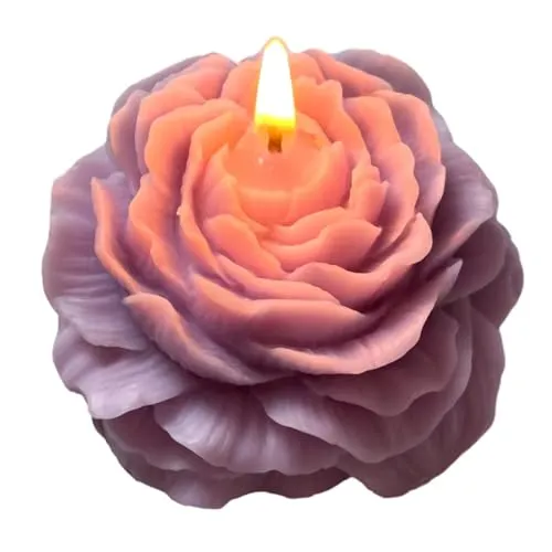 Purple Peony Flower Shape Candles for Women Friends Colleague Classmates Gift, 3 inch Pastel Aesthetic Scented Candle with Lavender Fragrance