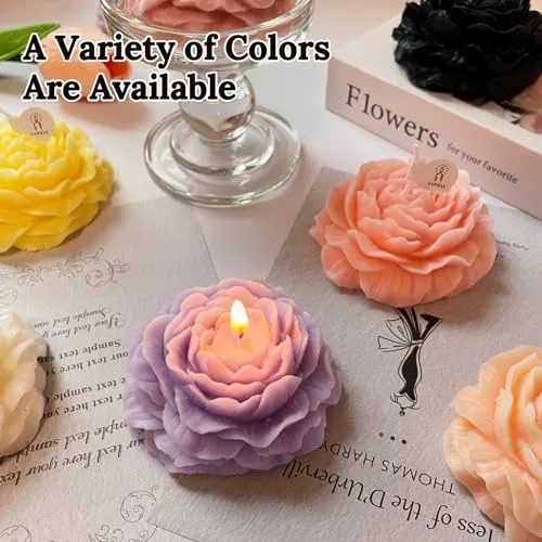 Purple Peony Flower Shape Candles for Women Friends Colleague Classmates Gift, 3 inch Pastel Aesthetic Scented Candle with Lavender Fragrance