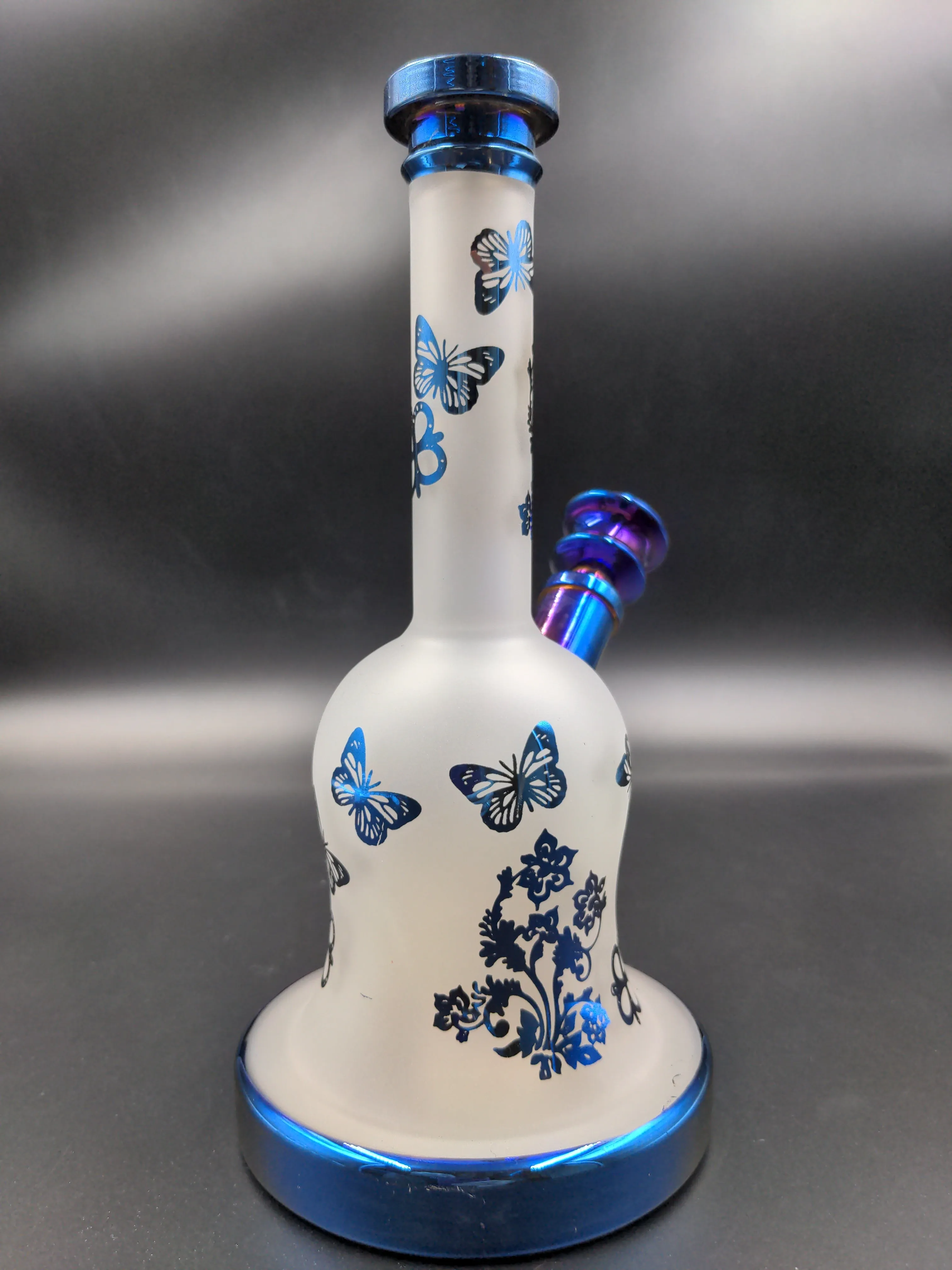 Rainbow Foil Frosted Glass Butterfly Water Pipe 8.5 | 14mm