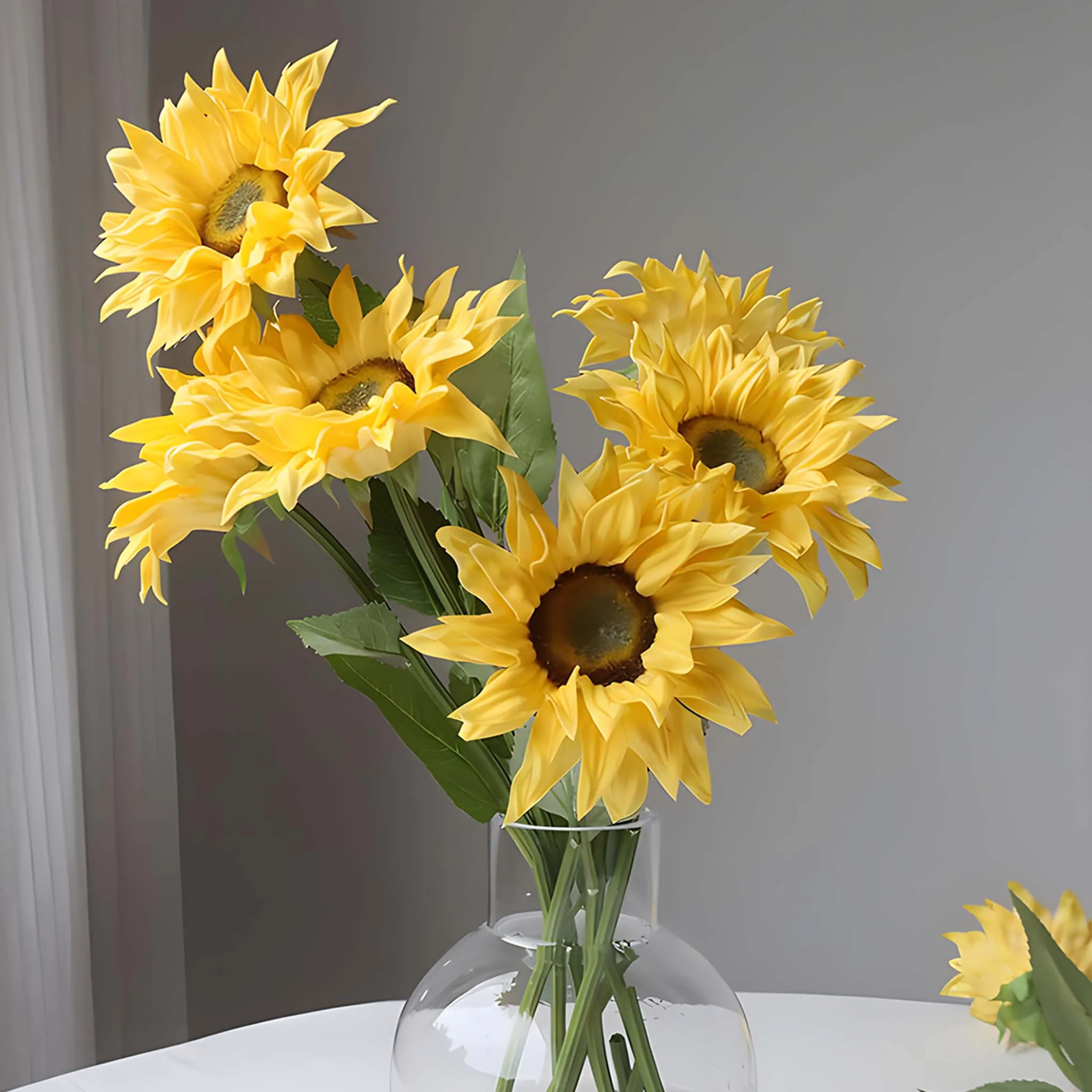 Realistic Artificial Sunflowers Yellow Orange 18.5"