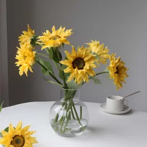 Realistic Artificial Sunflowers Yellow Orange 18.5"