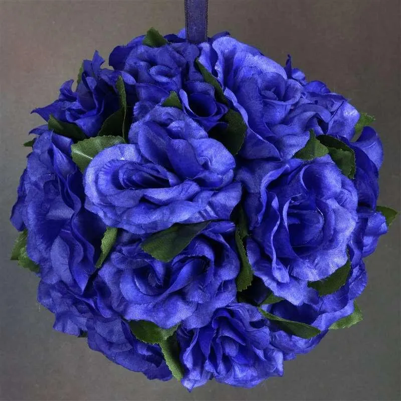 Rose Kissing Ball Artificial Silk Flowers - Navy Blue - 4 pack