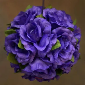 Rose Kissing Ball Artificial Silk Flowers - Purple - 4 pack