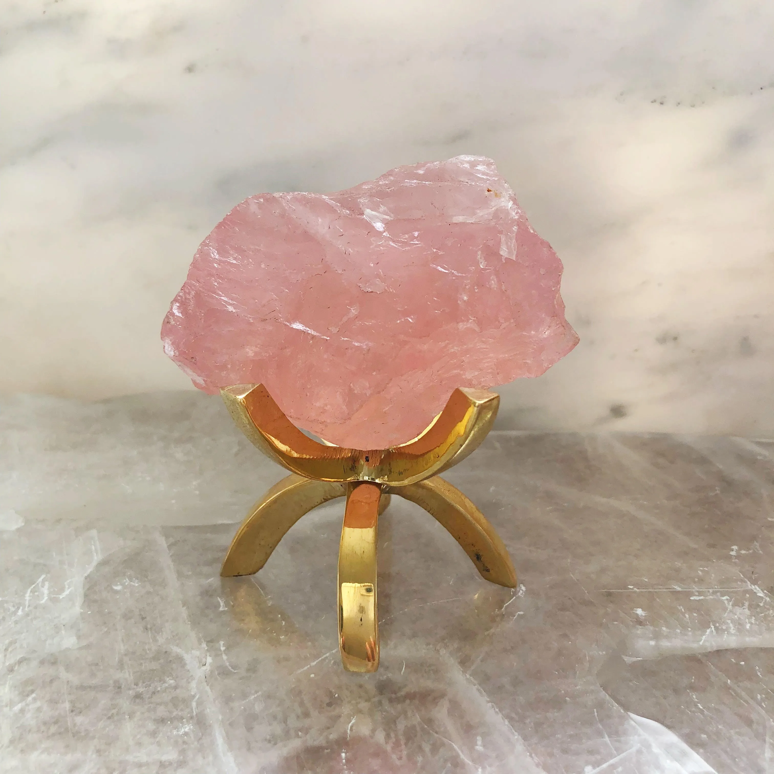 Rose Quartz with Brass Stand