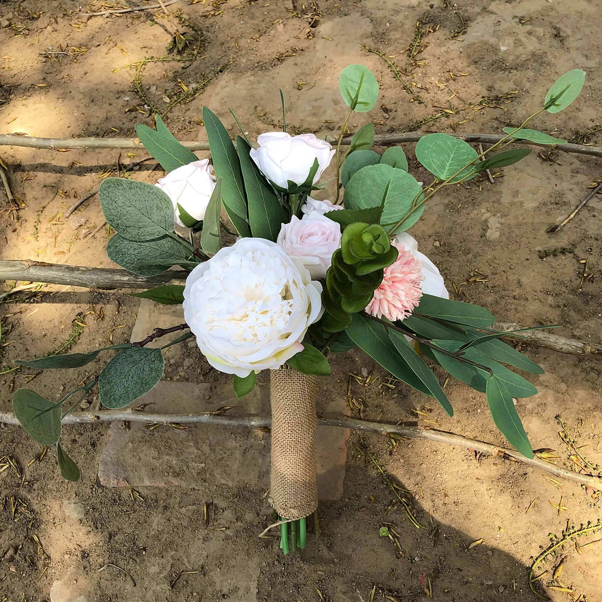 Rustic Wedding Flowers Pink Roses Daisy for Bridesmaid Bouquet