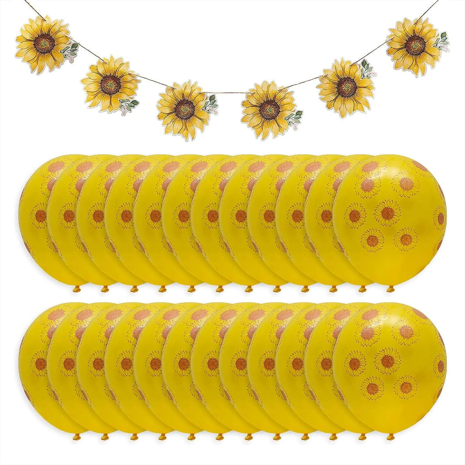 Sunflower Party Garland Decoration and 24 Latex Balloons Set