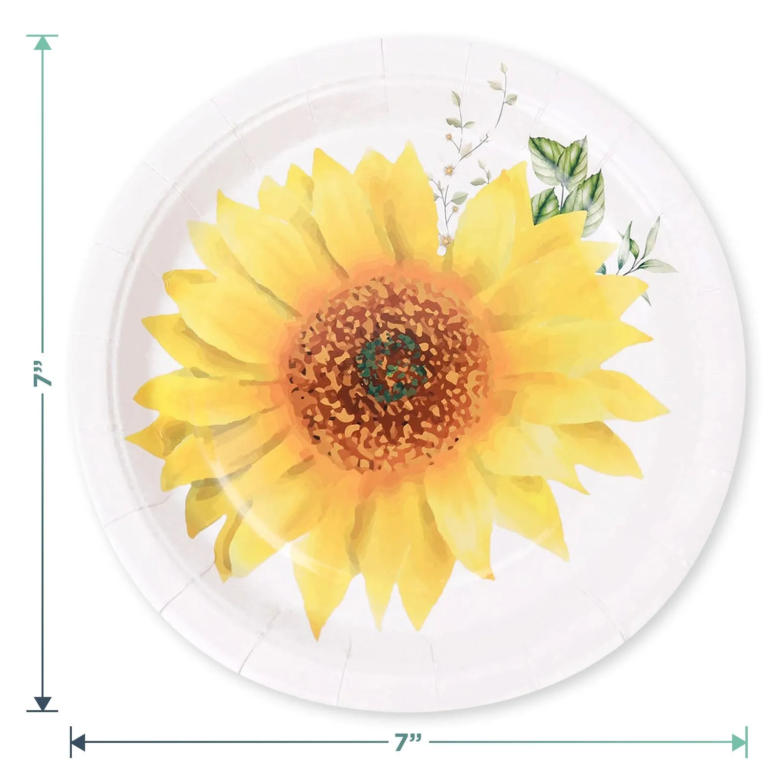 Sunflower Party Paper Dessert Plates and Solid Yellow Beverage Napkins (Serves 20)