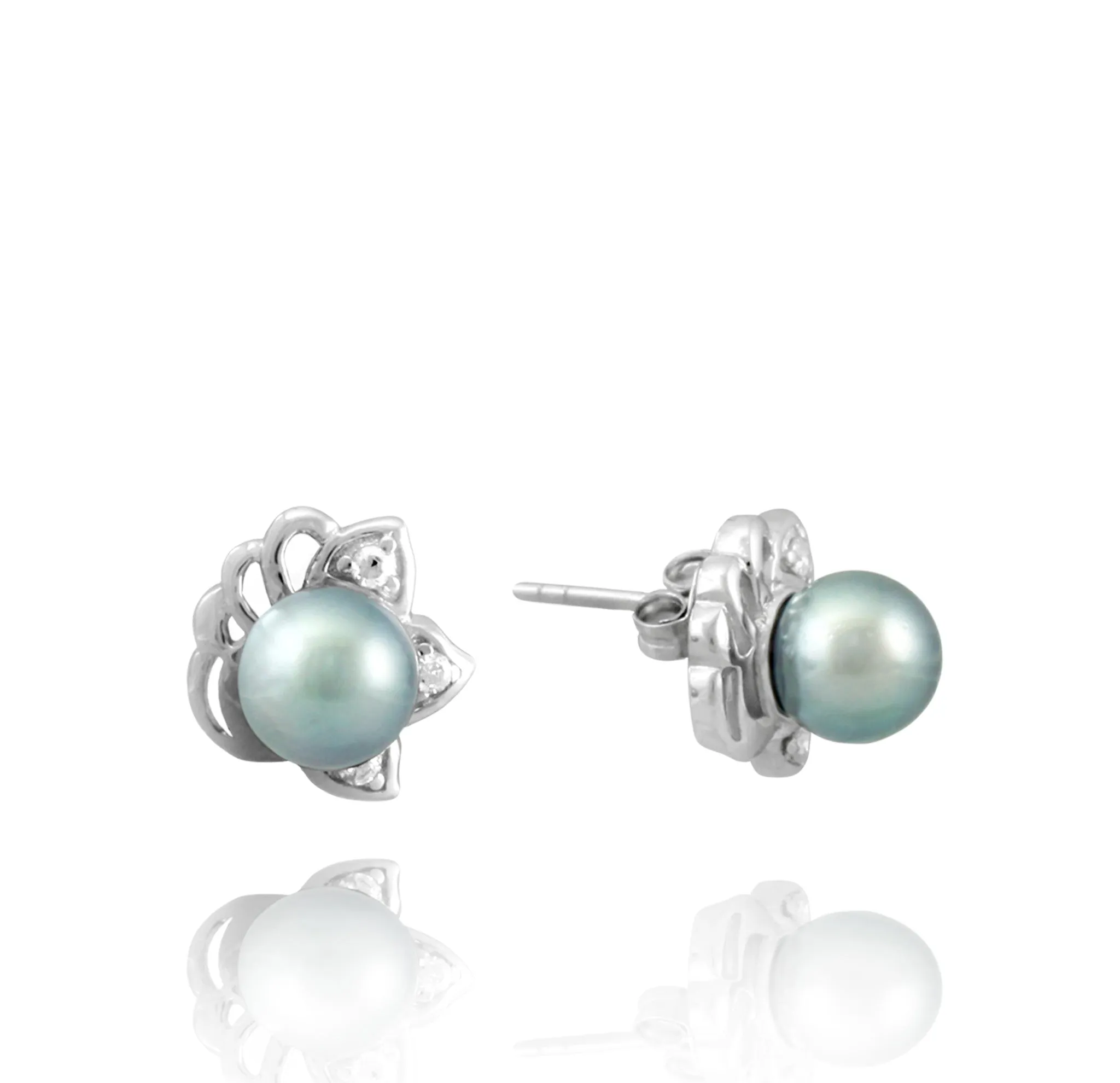 Tahitian pearl earrings - Sterling silver - EASZPE00022