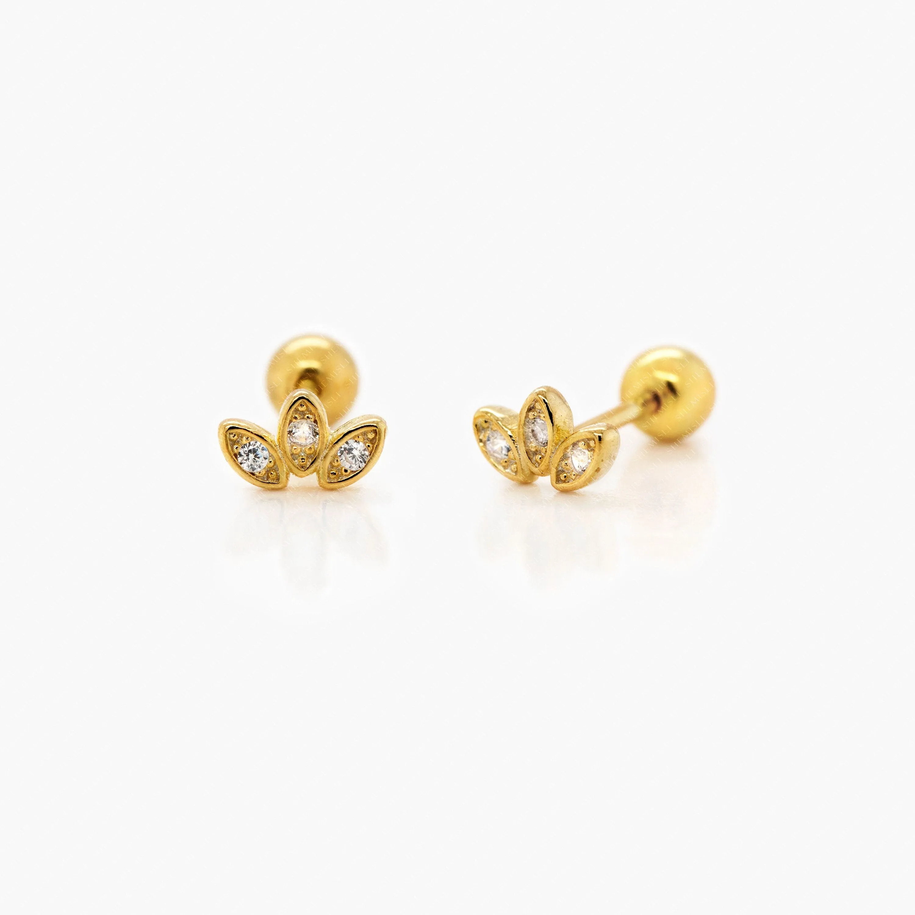 Tiny Flower Stud Earrings with Ball Backing (Type B), Unisex, Gold, Silver SHEMISLI - SS183, SS644