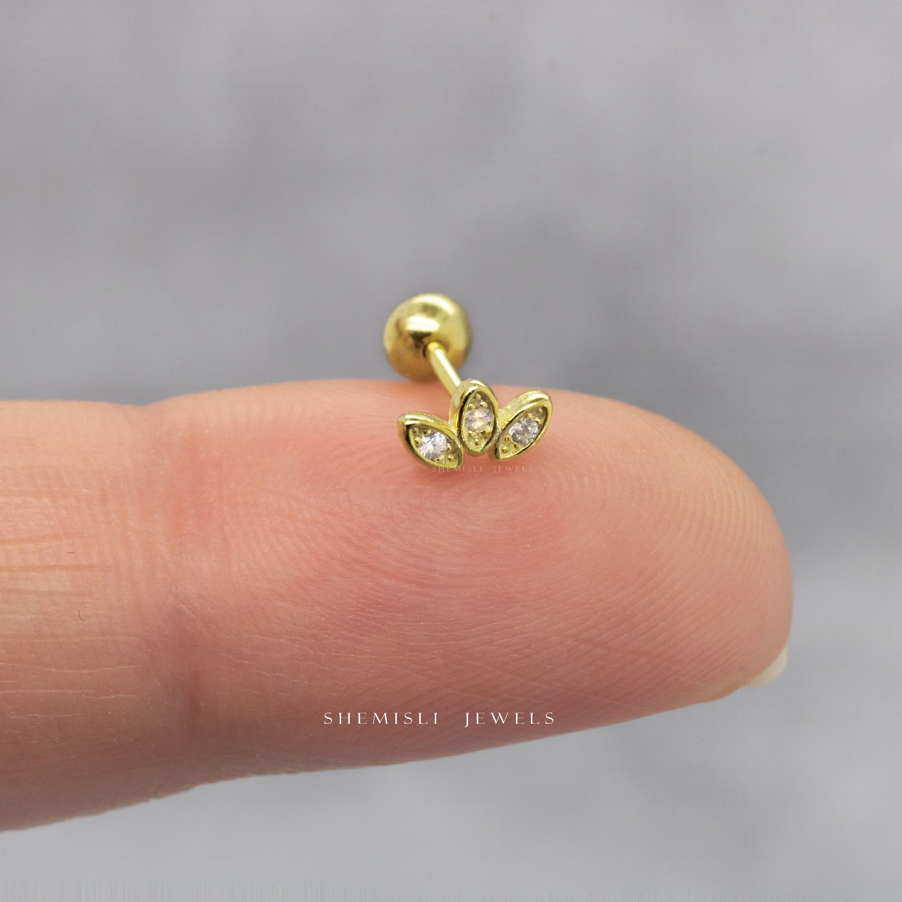 Tiny Flower Stud Earrings with Ball Backing (Type B), Unisex, Gold, Silver SHEMISLI - SS183, SS644