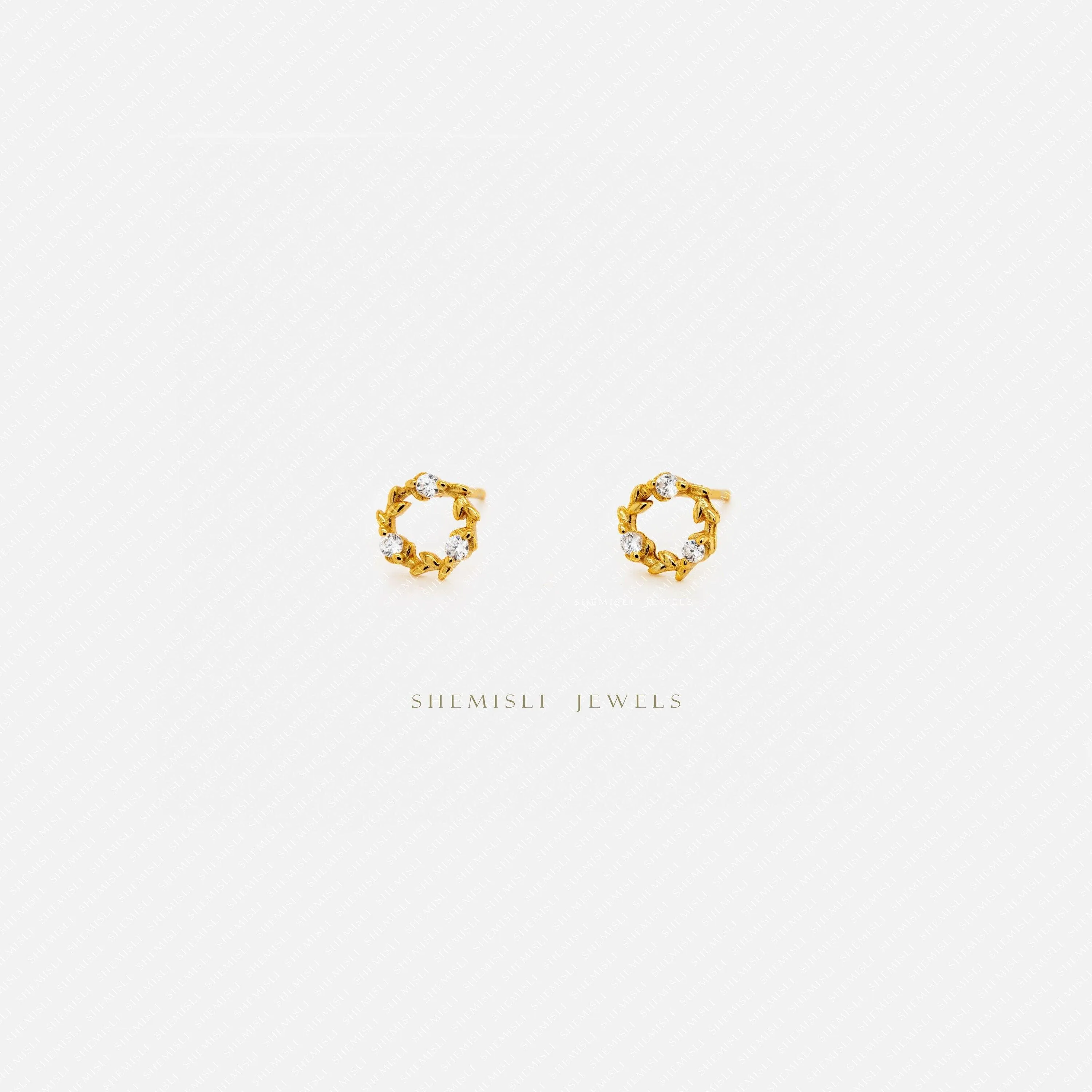 Tiny Flower Wreath Studs Earrings, Gold, Silver SHEMISLI - SS371