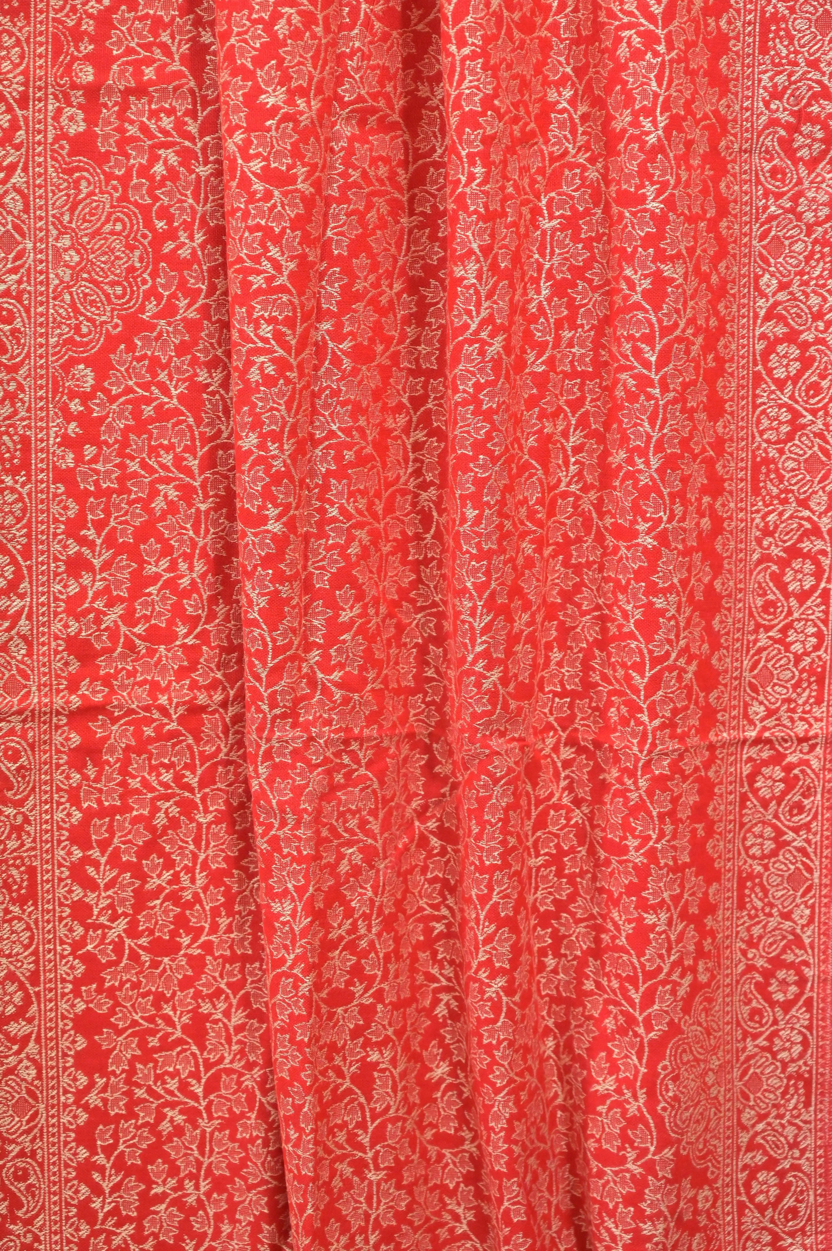 Tulip Red Color Pashmina Stole with Allover Weaving