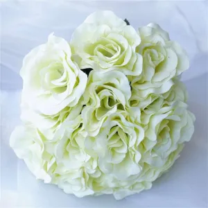 Velvet Rose Bouquet Artificial Flowers- Cream