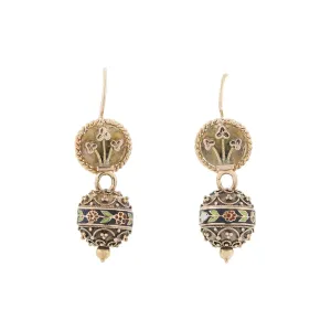 Victorian Revival 14kt   Enameled Earrings