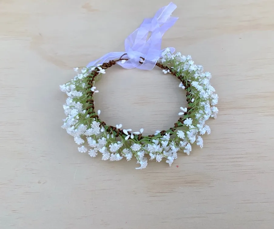 White Babys Breath Flower Crown