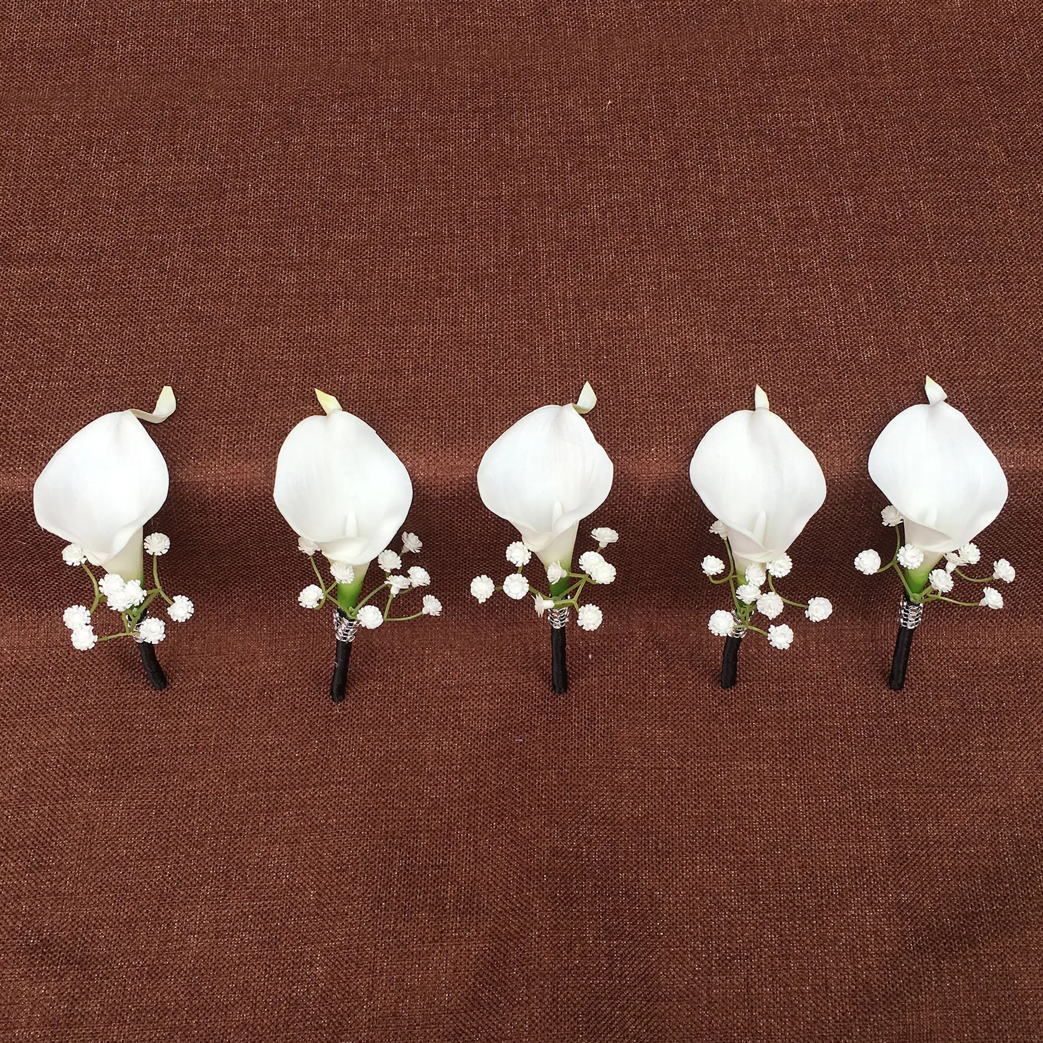 White Calla Lily Boutonniere for Groom Bestmen