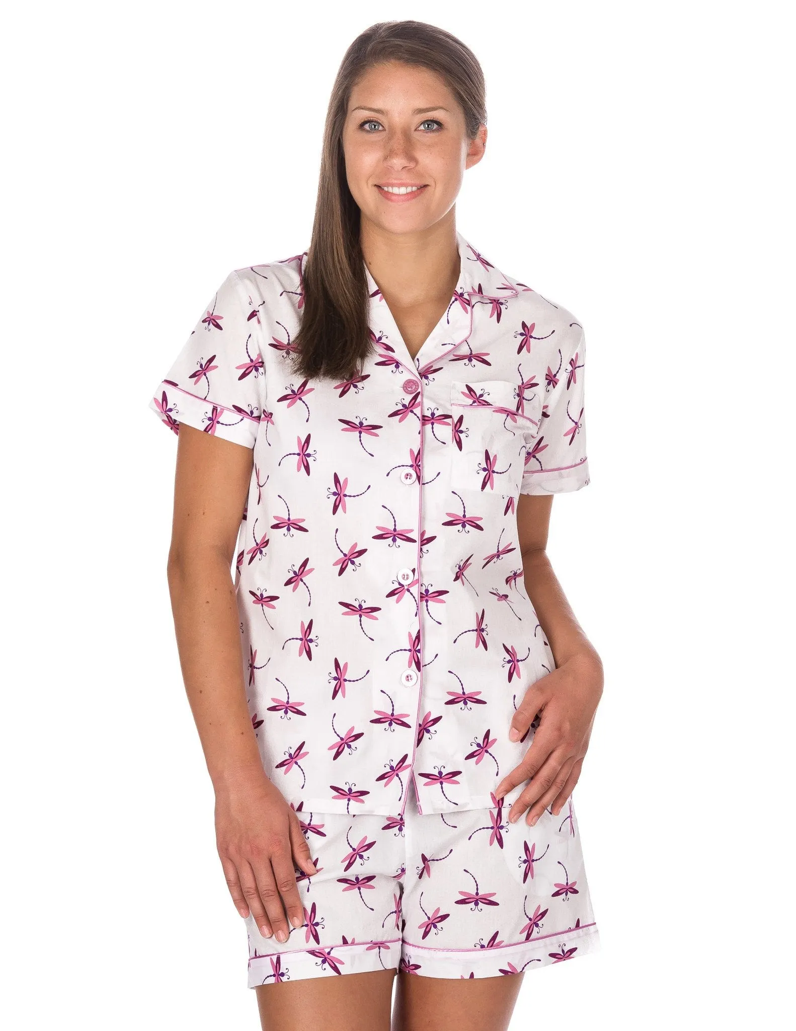 Women's Premium 100% Cotton Poplin Short Pajama Set