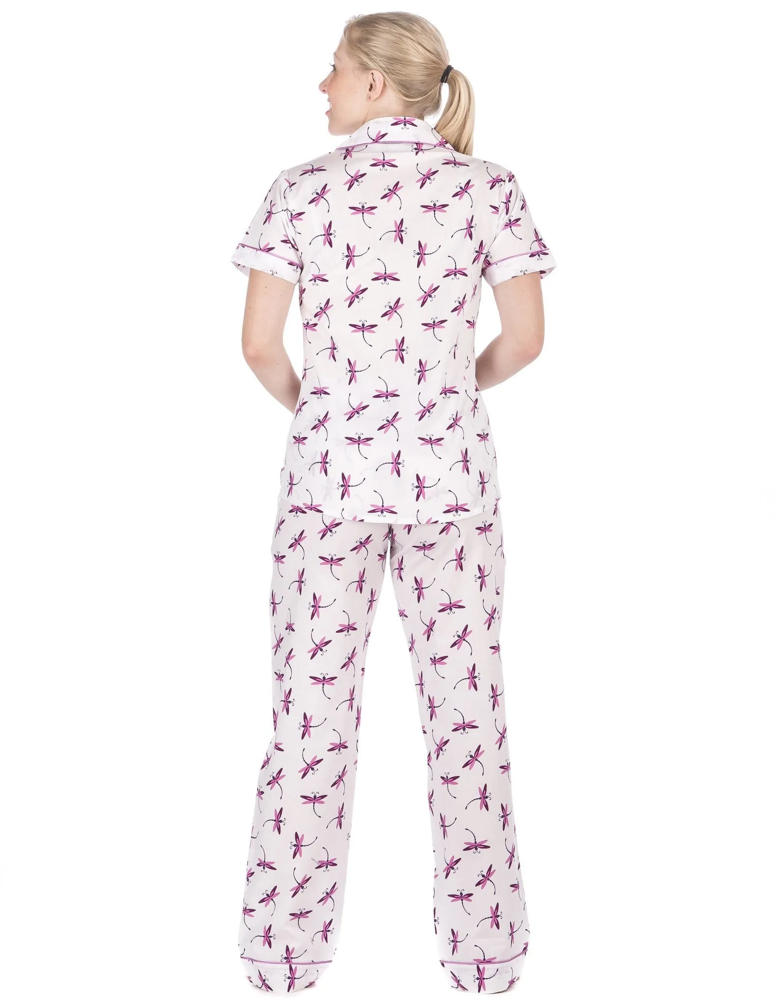 Women's Premium 100% Cotton Poplin Short Sleeve Pajama Set