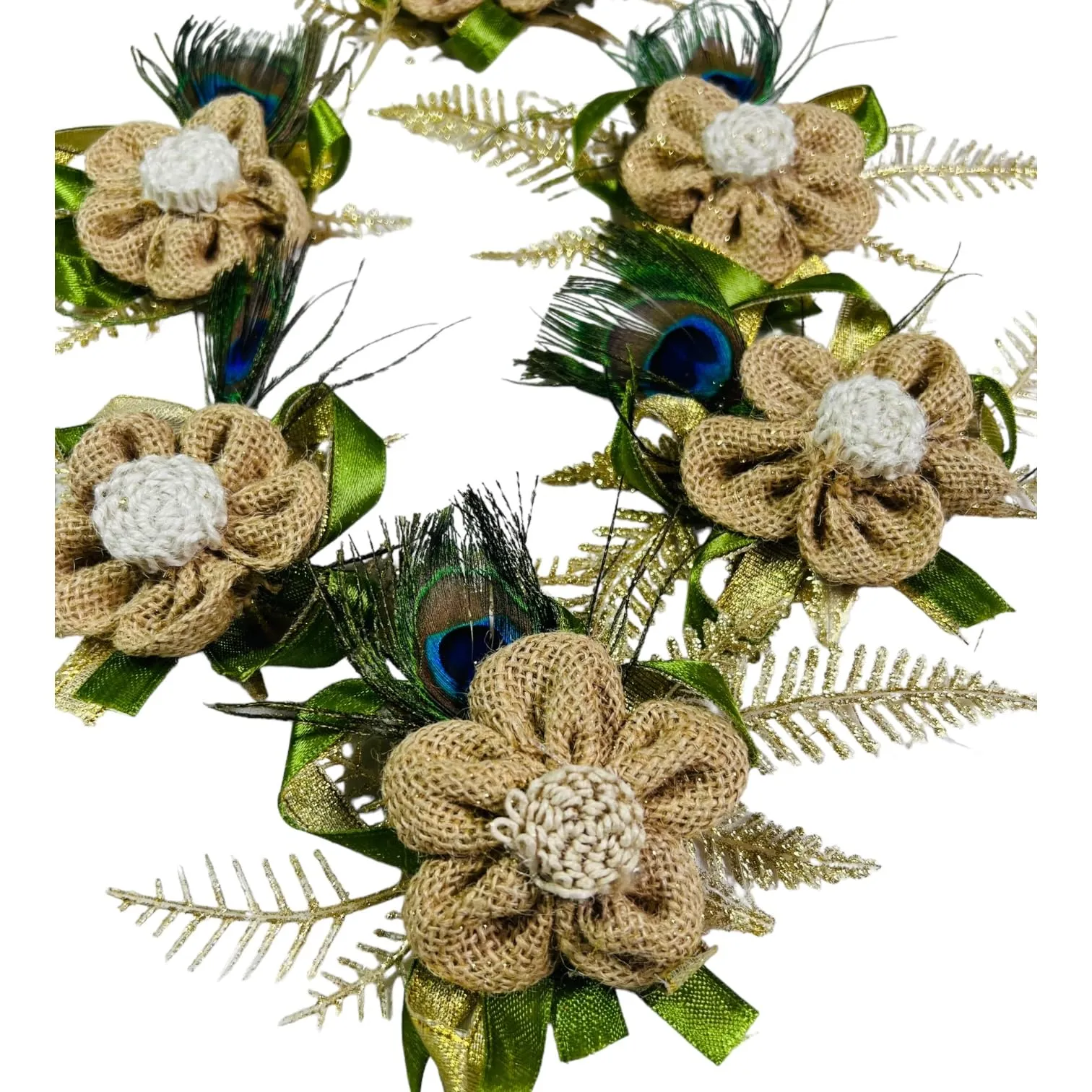 WS Wrap Shap Rustic Jute Flower and Mor Pankh Artificial Flower Bunch for Festive Decor and Gift Embellishment (12)