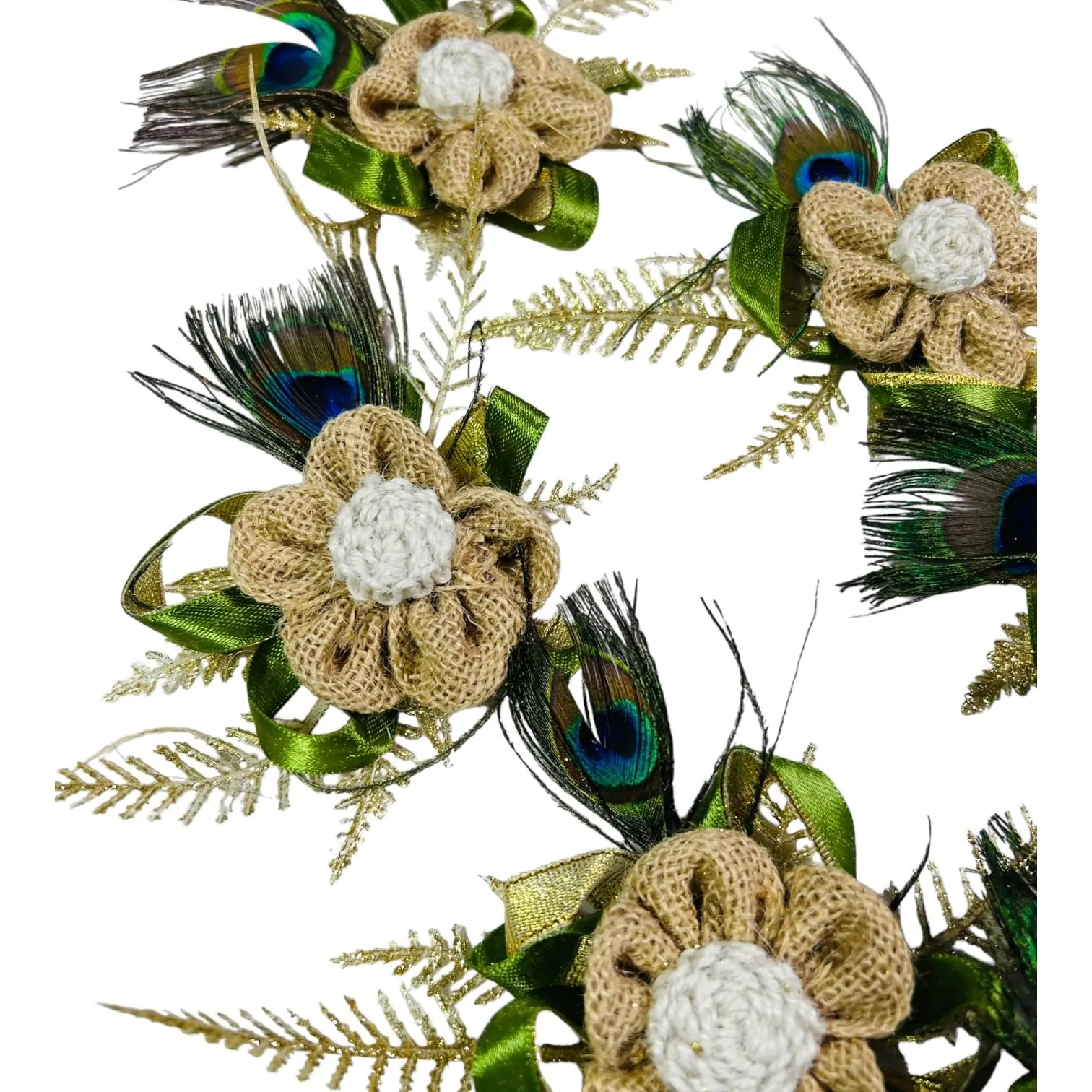 WS Wrap Shap Rustic Jute Flower and Mor Pankh Artificial Flower Bunch for Festive Decor and Gift Embellishment (12)