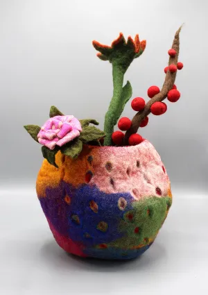 Yellow, Purple, Pink Multicolor Felt Flower Vase